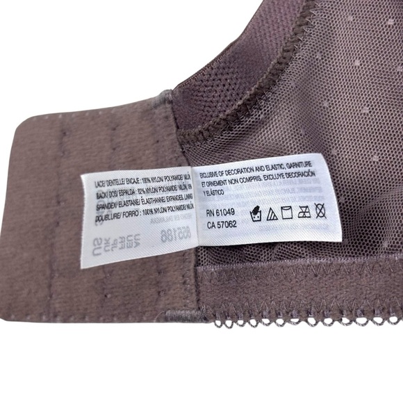 WACOAL STYLE 855186 CAPPUCCINO BROWN FLORAL LACE RETRO CHIC UNLINED BRA 34DD 34E - Picture 12 of 12